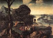 PATENIER, Joachim, Landscape with St John the Baptist Preaching a